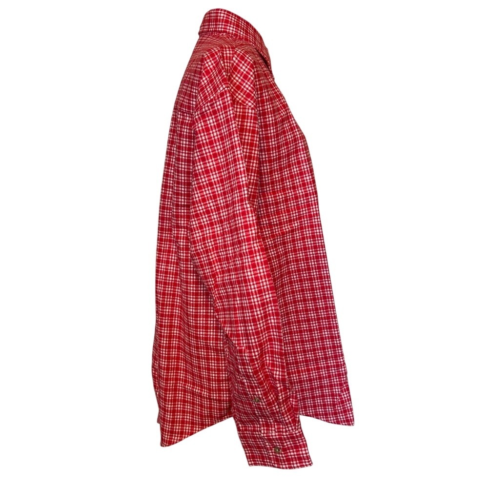 NWT Lands' End‎ Red Checkered Plaid Cotton Men's Shirt Size Large - Picture 3 of 6